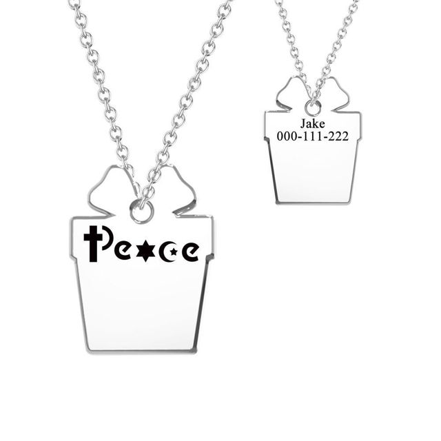 Picture of 925 Sterling Silver Custom Christmas Gift Bag Engraved Necklace