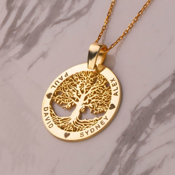 Picture of Personalized Family Tree Ｗith Birthstone Name Necklace in 925 Sterling Silver