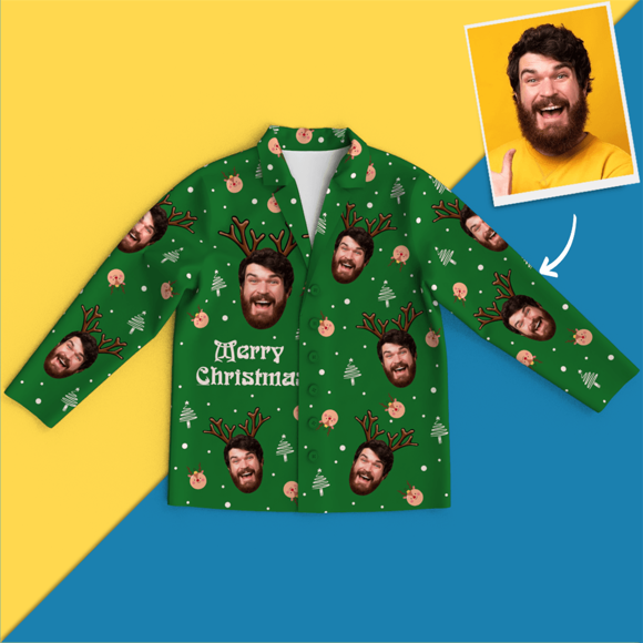 Bild von Kundenspezifischer Weihnachtspyjama Kundenspezifischer Weihnachtselch-Pyjama