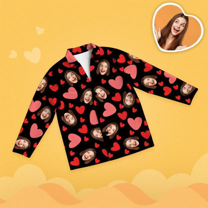 Afbeeldingen van Gepersonaliseerde liefdepyjama's Op maat gemaakte schattige pyjama's - Pyjamashirt met foto op maat voor dames of heren - Het beste cadeau voor familie en vrienden
