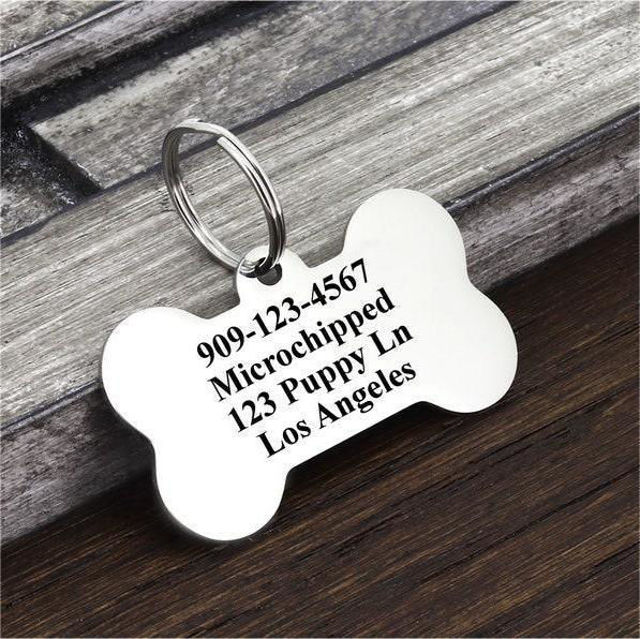 Picture of Personalized Bone Dog Tag For Pets  With Telephone Number