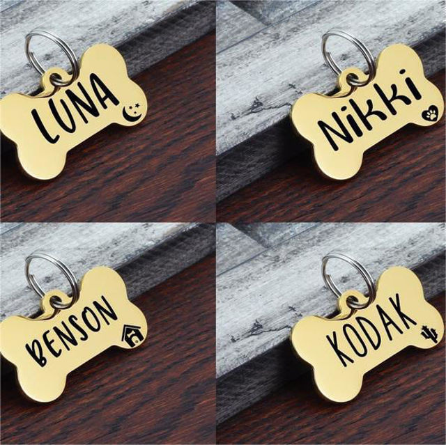 Picture of Personalized Bone Dog Tag For Pets  With Telephone Number
