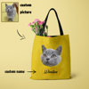 Imagen de La bolsa de asas personalizada del avatar del animal doméstico personalizó el nombre y el color de fondo