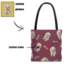 Bild von Personalisierte doppelte Foto-Einkaufstasche für Haustiere mit personalisiertem Namen und Hintergrundfarbe