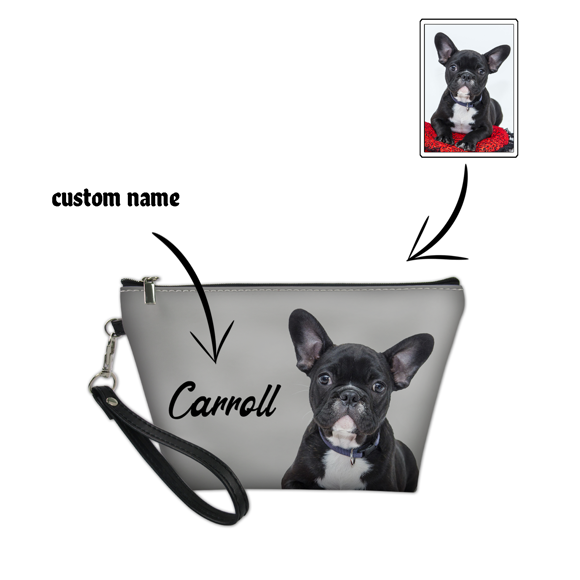 Picture of Custom Photo Portable Cosmetic Bag Personalized Pet Photo Make Up Bag Personalized Pet Photo And Name Custom Gifts For Pet Lovers