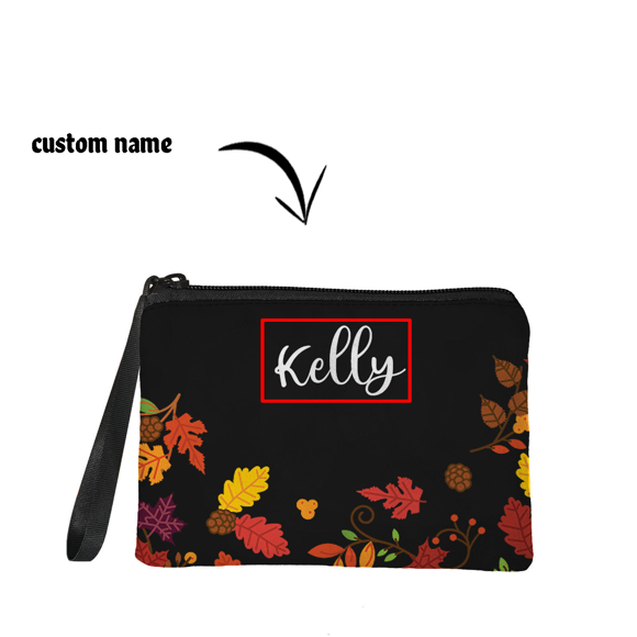 Picture of Custom Autumn Leaves Portable Coin Purse Personalized Name Coin Purse Personaliezed Gifts