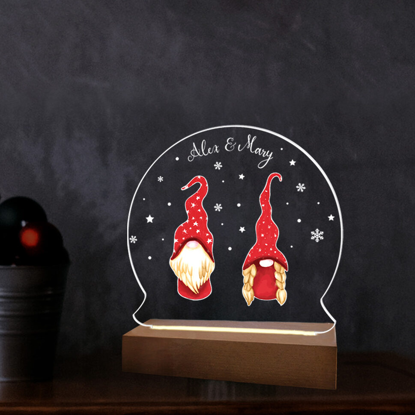 Imagen de Regalo de luz de noche LED de pareja de Papá Noel redondo para Navidad