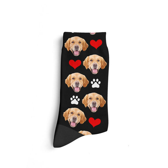 Imagen de Calcetines personalizados con foto de mascota Calcetines personalizados con cara de perro lindo