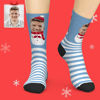 Picture of Custom Christmas Socks Custom Blue Christmas Socks