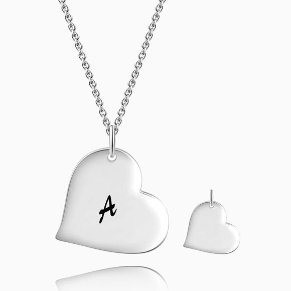 Picture of Initial Letters Heart-Shaped Pendant Necklace From A-Z