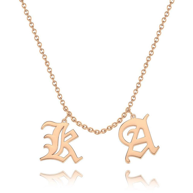 Picture of Initial Letters Two Pendants Necklace From A-Z