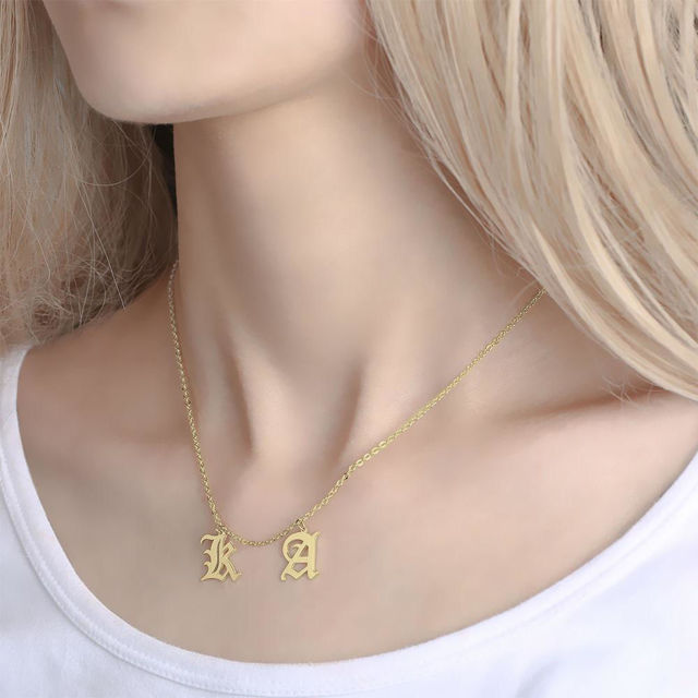 Picture of Initial Letters Two Pendants Necklace From A-Z