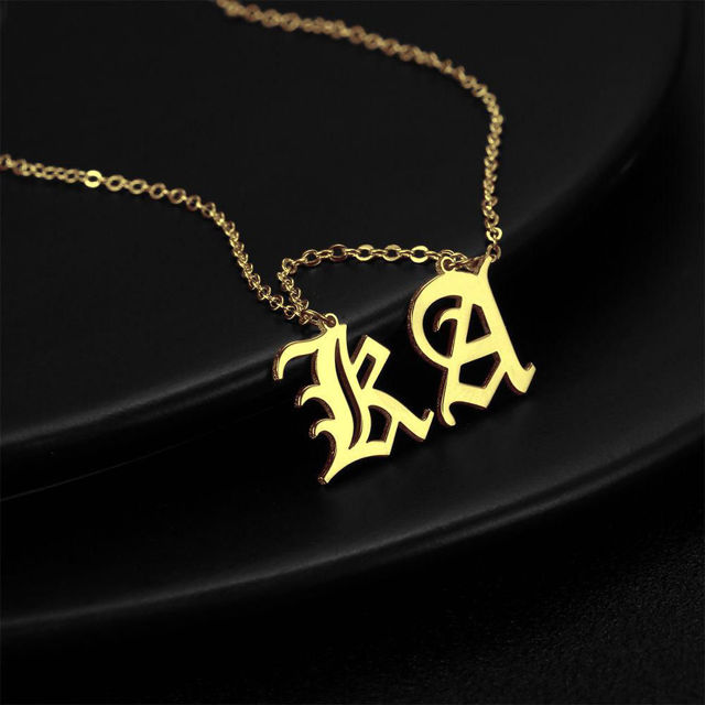 Picture of Initial Letters Two Pendants Necklace From A-Z