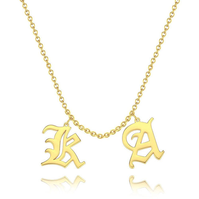 Picture of Initial Letters Two Pendants Necklace From A-Z
