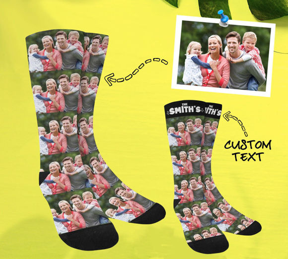 Bild von Personalisieren Sie Familienfoto-Socken-Gedächtnis-Geschenk