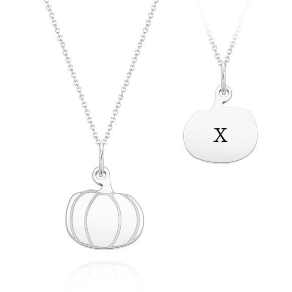 Picture of 925 Sterling Silver Personalized Pumpkin Initial Letter Necklace