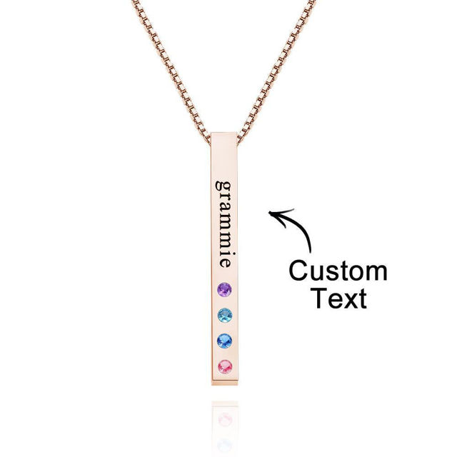 Picture of 3D Engraving Vertical Bar Necklace Silver With Birthstone