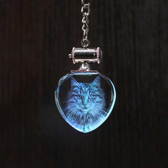 Picture of Personalized 2D or 3D Crystal Photo Keychain Gift in Heart