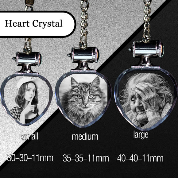 Imagen de Regalo personalizado llavero con foto de cristal 2D o 3D en corazón