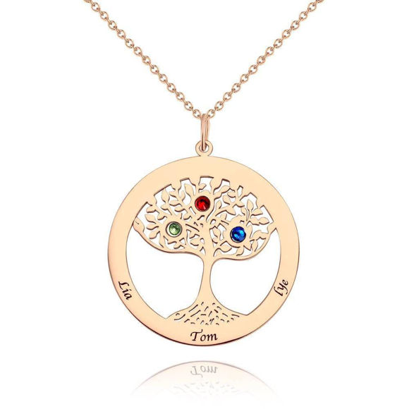Picture of Personalized Family Tree Name Necklace With Birthstone  in 925 Sterling Silver