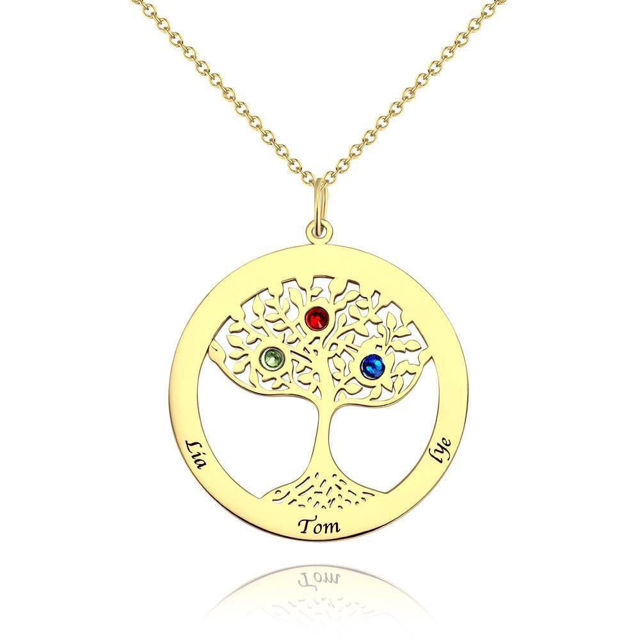 Picture of Personalized Family Tree Name Necklace With Birthstone  in 925 Sterling Silver