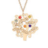 Picture of Personalized Family Tree Name Leaves Necklace With Birthstone  in 925 Sterling Silver