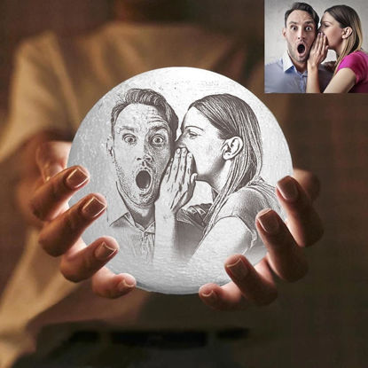 Image de Lampe Lune Photo Personnalisée 3D Magique avec Commande Tactile pour Couple (10cm-20cm) | Lampe de lune personnalisée avec photo et texte | Meilleure idée de cadeau pour un anniversaire, Noël, la Saint-Valentin, etc.
