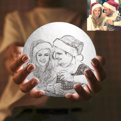 Image de Lampe Lune Photo Personnalisée 3D Magique avec Cadeau de Contrôle Tactile pour Couple (10cm-20cm) | Lampe de lune personnalisée avec photo et texte | Meilleure idée de cadeaux pour Noël