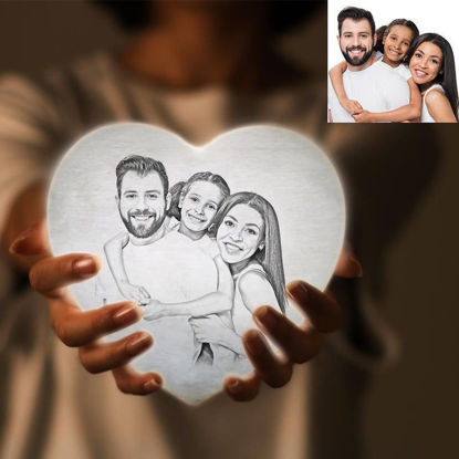 Image de Lampe Coeur Lune Photo 3D Personnalisée avec Commande Tactile (15cm-20cm) | Lampe de lune personnalisée avec photo et texte | Meilleure idée de cadeau pour le 15e anniversaire de mariage