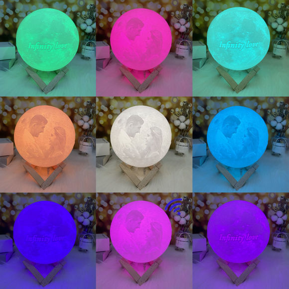 Image de Lampe de lune 3D personnalisée avec mots tactiles à commande tactile (10cm-20cm) | Lampe de lune personnalisée avec photo et texte | Meilleure idée de cadeau pour un anniversaire, Thanksgiving, Noël, etc.