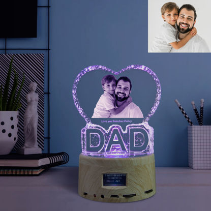 Afbeeldingen van Custom Crystal Photo For Dad: Bluetooth Music Box Light Base | Personalized Crystal Photo | Unique Gift for Birthday Father's Day Christmas etc.
