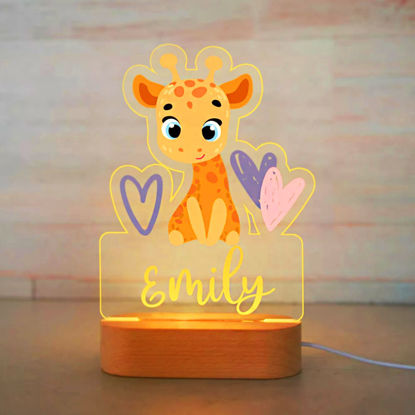 Afbeeldingen van Aangepaste naam nachtlicht voor kinderen | Gepersonaliseerd cartoon hart giraf nachtlicht met LED -verlichting voor kinderen | Personaliseerde het met de naam van uw kind | Beste cadeaus idee voor verjaardag, Thanksgiving, Kerstmis etc.