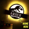 Picture of Personalized Night Light for Wall Decor - Custom Wooden Engraved Name Night Light - Jurassic Park