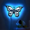 Imagen de Luz de noche personalizada para decoración de pared - Luz de noche con nombre grabado de madera personalizado - Mariposa