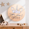 Imagen de Luz de noche personalizada para decoración de pared - Luz de noche con nombre grabado de madera personalizado - Unicornio