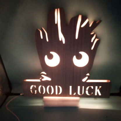 Imagen de Luz de noche personalizada para decoración de pared - Luz de noche con nombre grabado de madera personalizado - Groot