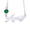 Image de Collier prénom personnalisé en argent sterling 925 - Personnalisez avec n'importe quel nom et pierre de naissance | Collier Prénom Personnalisé Argent 925