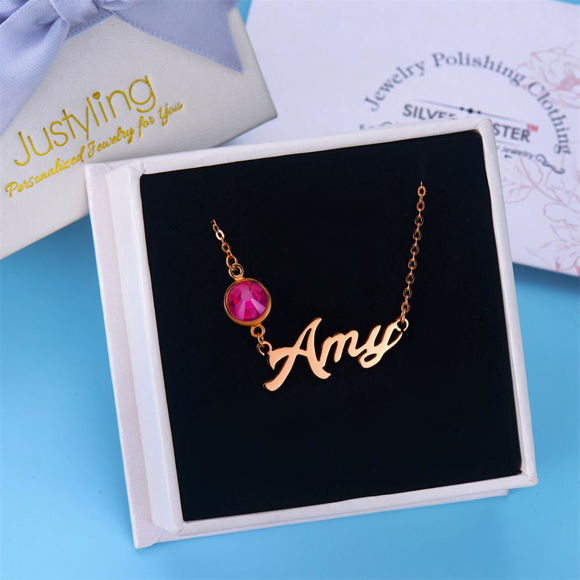 Afbeeldingen van Personalized Name Necklace in 925 Sterling Silver - Customize With Any Name and Birthstone | Custom Name Necklace 925 Sterling Silver