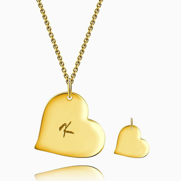 Image de Collier pendentif en forme de cœur avec lettres initiales de A à Z en argent sterling 925 | Collier Prénom Personnalisé Argent 925