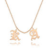 Image de Collier avec deux pendentifs et lettres initiales de A à Z en argent sterling 925 | Collier Prénom Personnalisé Argent 925