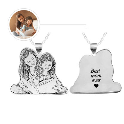 Afbeeldingen van Personalized Memorial Silhouette Necklace in 925 Sterling Silver - Customize With Any Photo | Custom Photo Necklace in 925 Sterling Silver