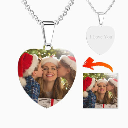 Afbeeldingen van Personalized  Christmas Photo Necklace in Stainless Steel - Customize With Any Photo | Custom Heart Photo Necklace in Stainless Steel Love Gifts