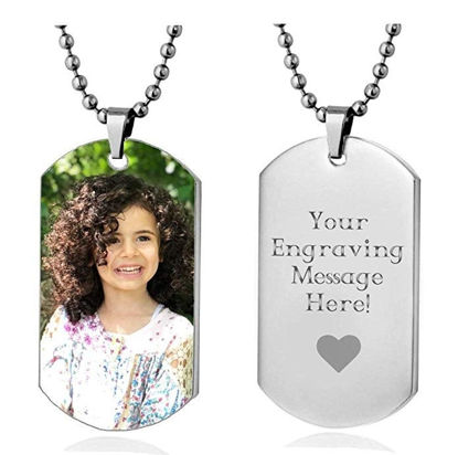 Afbeeldingen van Personalized Custom Photo High Polished Color Engraved Dog Tag Necklace - Customize With Any Photo | Custom Heart Photo Necklace in Stainless Steel Love Gifts