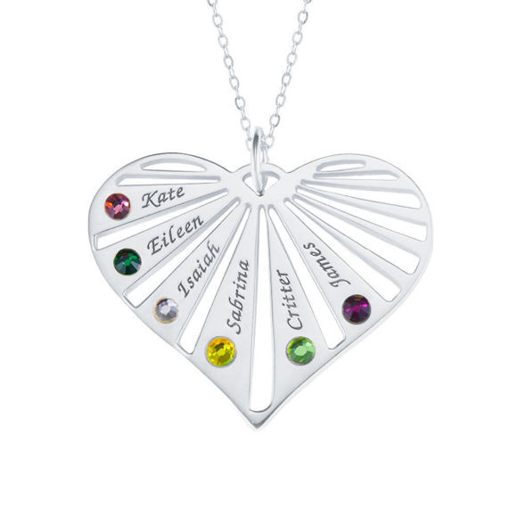 Picture of Personalized Family Member With Birthstones Necklace in 925 Sterling Silver