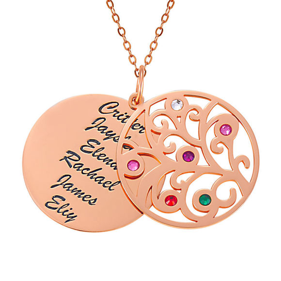 Picture of Personalized Family Tree Birthstone Necklace in 925 Sterling Silver