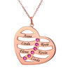 Imagen de Collar personalizado de miembro de la familia con corazón de amor y piedras de nacimiento en plata de ley 925