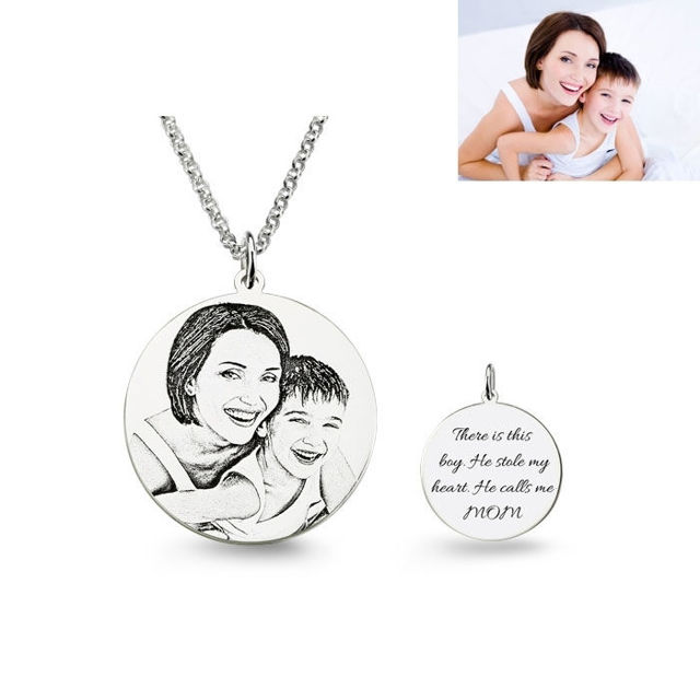 Picture of Personalized Photo Engraved Necklace 925 Sterling Silver