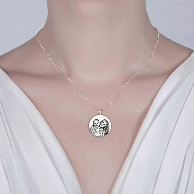 Picture of Personalized Photo Engraved Necklace 925 Sterling Silver