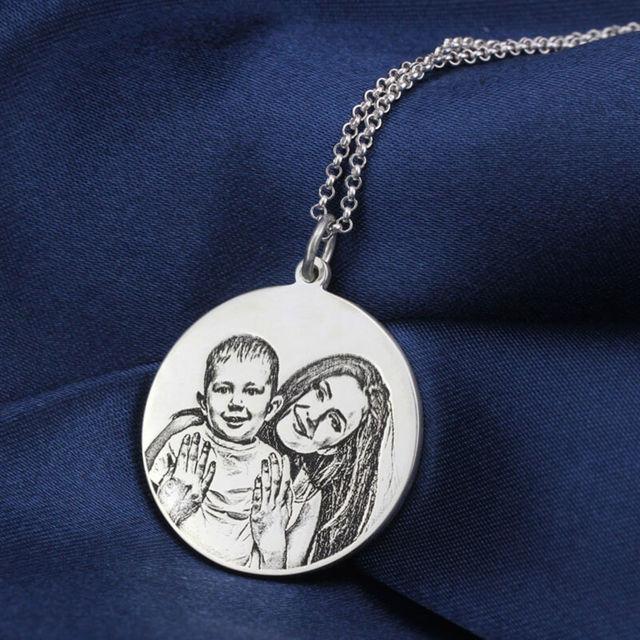 Picture of Personalized Photo Engraved Necklace 925 Sterling Silver