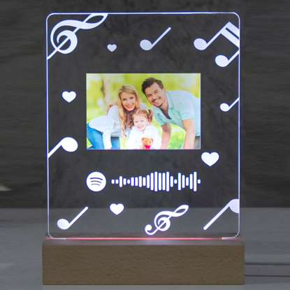 Afbeeldingen van Gepersonaliseerde foto-nachtlamp met scanbare Spotify-code met muzieknoot voor muziekliefhebbers | Beste cadeau-idee voor verjaardag, Thanksgiving, Kerstmis enz.